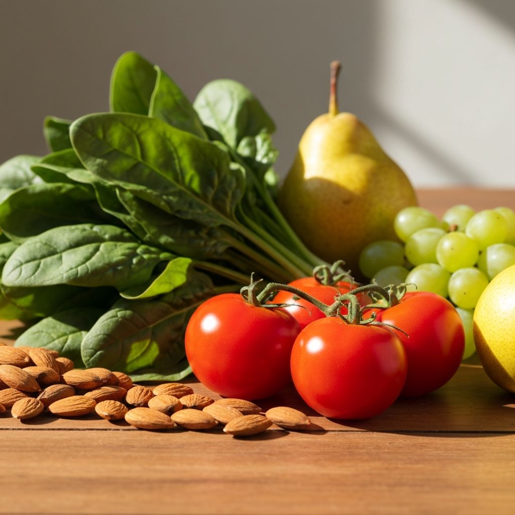 Frisches Gemüse und Obst auf Tisch